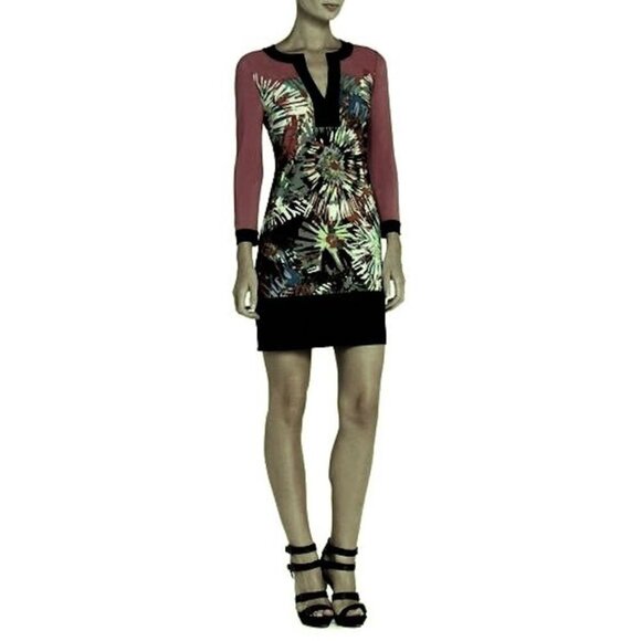 BCBGMAXAZRIA HAYDEN PRINTED SHIFT DRESS XXS - Picture 1 of 3